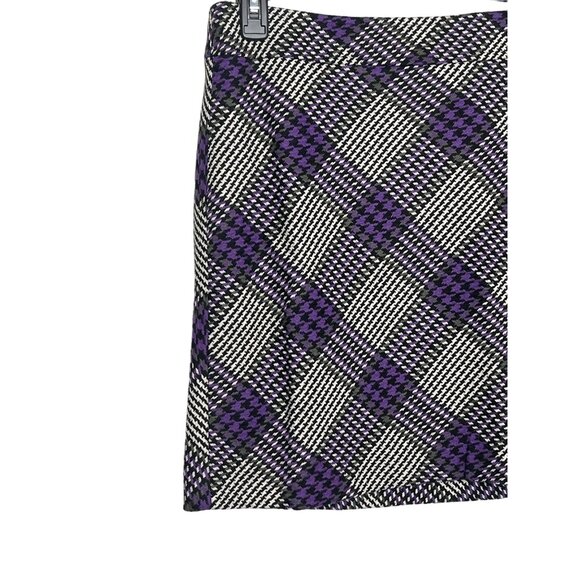 Loft Petite 4P Purple Black Plaid Mini Skirt Tweed Fall Workwear - Picture 2 of 12